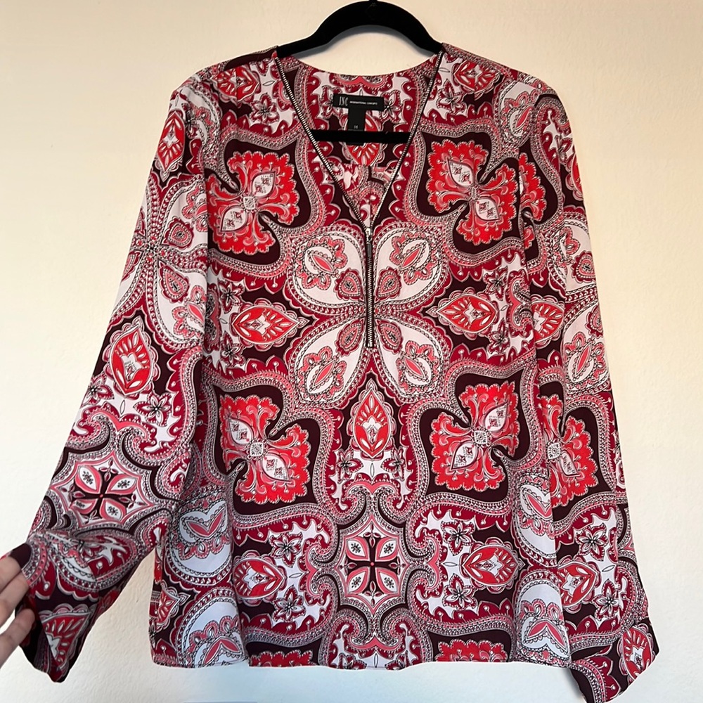 Red paisley boho top